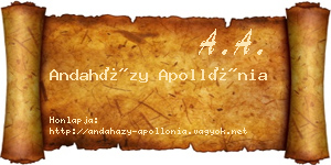 Andaházy Apollónia névjegykártya